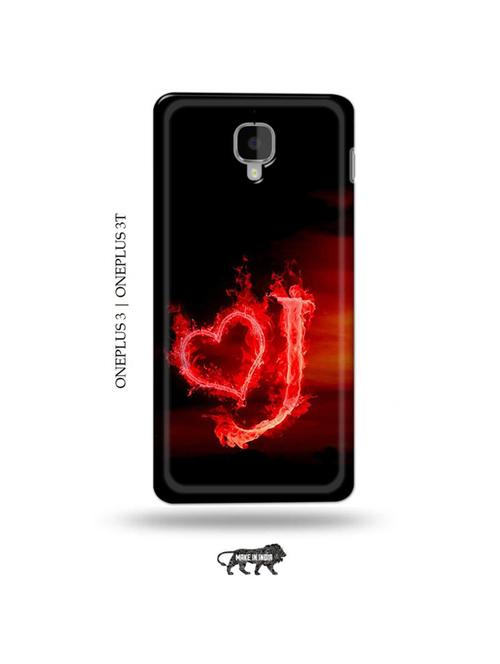 fire heart letter j back cover compatible with oneplus 3, oneplus 3t - 19013183 - Very Small Image - 1