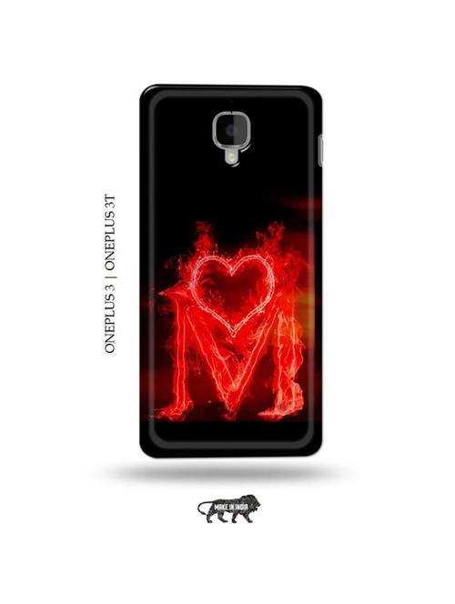 fire heart letter m back cover compatible with oneplus 3, oneplus 3t - 19013186 - Very Small Image - 1