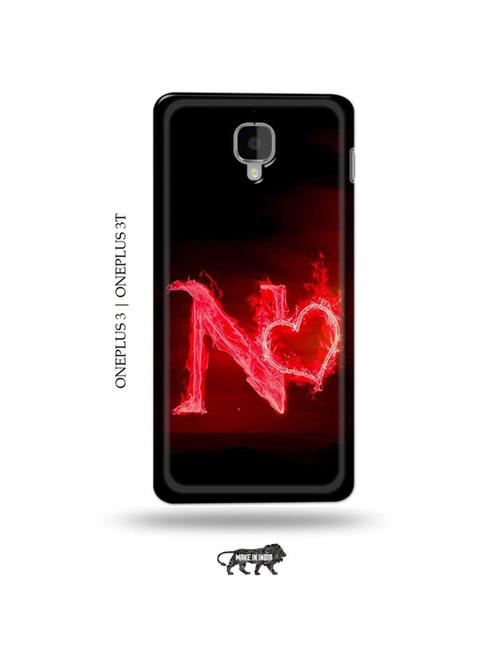 fire heart letter n back cover compatible with oneplus 3, oneplus 3t - 19013187 - Very Small Image - 1