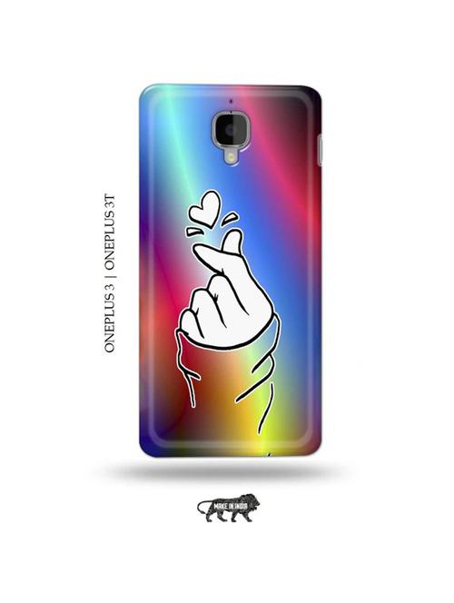 korean heart gesture multicolour back cover compatible with oneplus 3, oneplus 3t - 19013423 - Very Small Image - 1