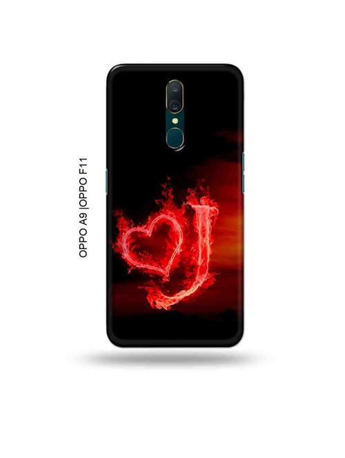 fire heart letter j back cover compatible with oppo a9, oppo f11 - 19014740 - Very Small Image - 1