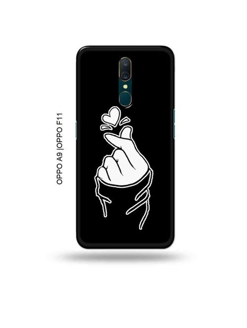 korean heart gesture black back cover compatible with oppo a9, oppo f11 - 19014981 - Very Small Image - 1