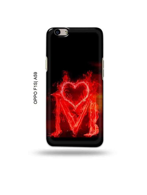 tweakymod designer printed hard case | fire heart letter m back cover compatible with oppo f1s, oppo a59 - 19015262 - Very Small Image - 1