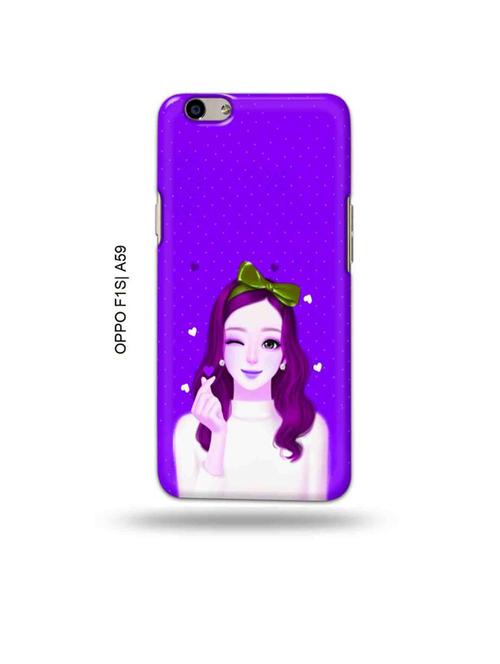 tweakymod designer printed hard case | lovely girl purple back cover compatible with oppo f1s, oppo a59 - 19015319 - Very Small Image - 1