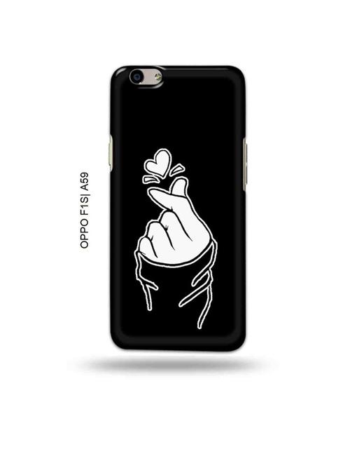 tweakymod designer printed hard case | korean heart gesture black back cover compatible with oppo f1s, oppo a59 - 19015500 - Very Small Image - 1