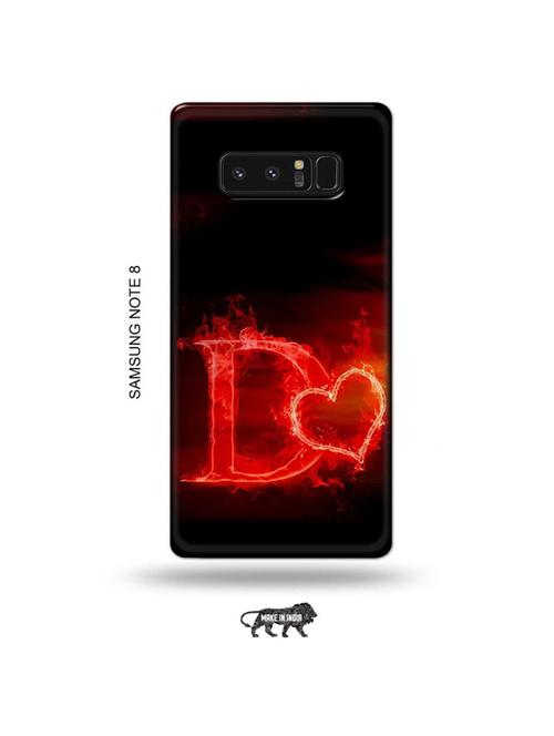 tweakymod designer printed hard case | fire heart letter d back cover compatible with samsung note 8 - 19016291 - Very Small Image - 1
