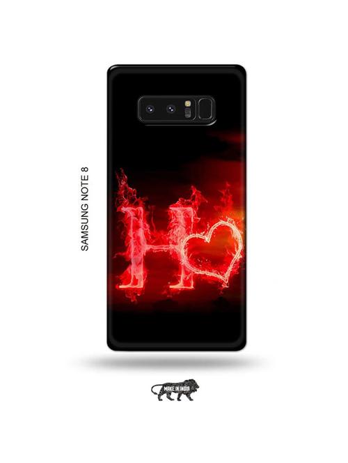 tweakymod designer printed hard case | fire heart letter h back cover compatible with samsung note 8 - 19016295 - Very Small Image - 1