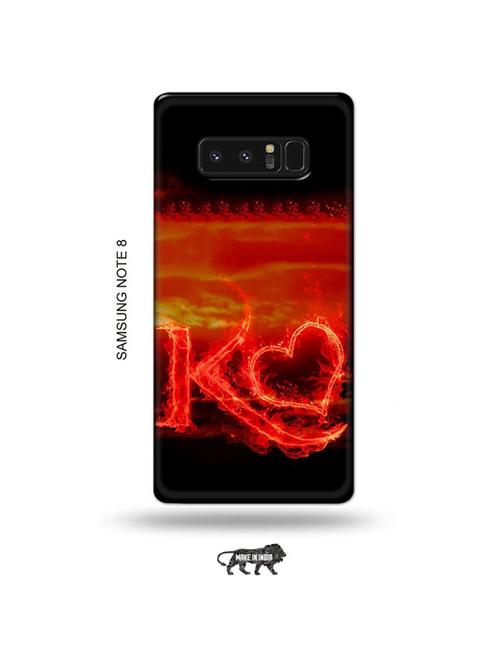 tweakymod designer printed hard case | fire heart letter k back cover compatible with samsung note 8 - 19016298 - Very Small Image - 1
