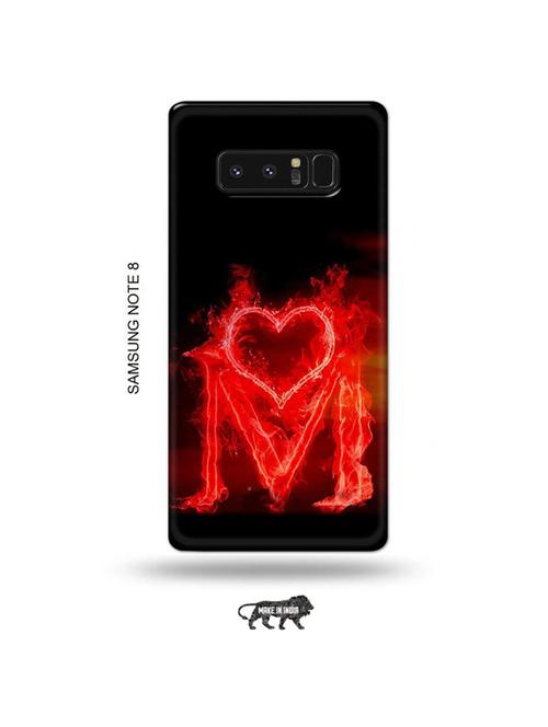 fire heart letter m back cover compatible with samsung note 8 - 19016300 - Very Small Image - 1