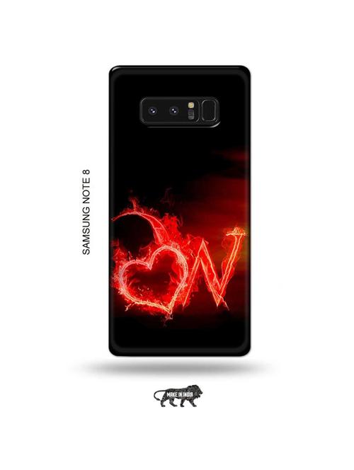 tweakymod designer printed hard case | fire heart letter w back cover compatible with samsung note 8 - 19016310 - Very Small Image - 1