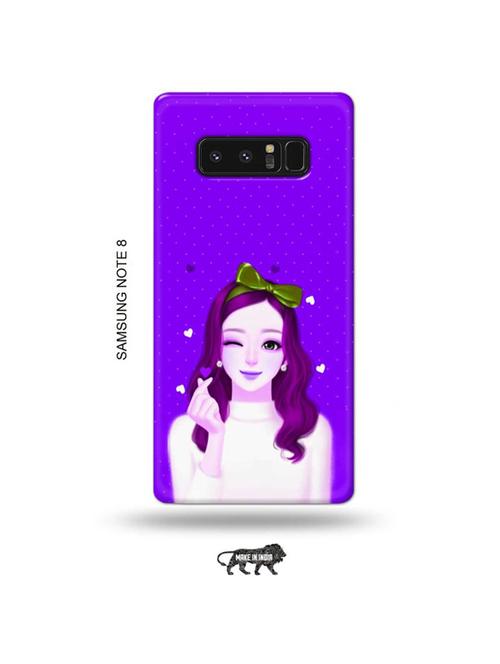 tweakymod designer printed hard case | lovely girl purple back cover compatible with samsung note 8 - 19016357 - Very Small Image - 1