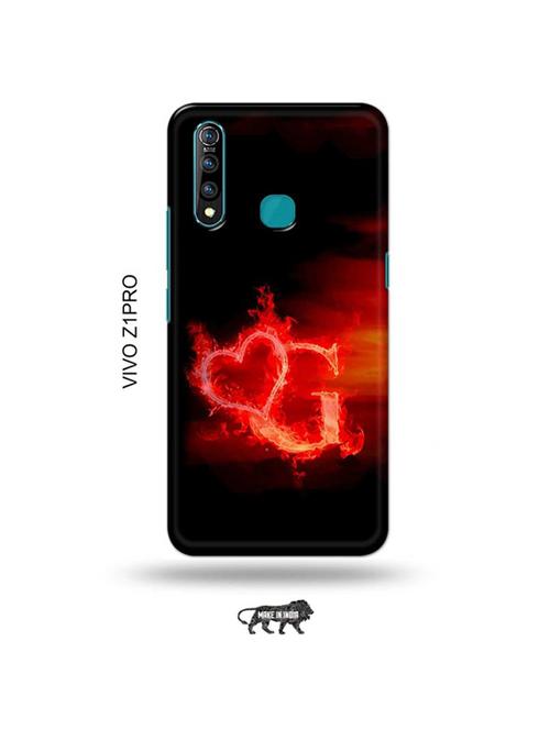 tweakymod designer printed hard case | fire heart letter g back cover compatible with vivo z1 pro - 19016813 - Very Small Image - 1