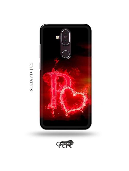 fire heart letter p back cover compatible with nokia 7.1 plus, nokia 8.1 - 19017860 - Very Small Image - 1