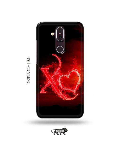 tweakymod designer printed hard case | fire heart letter x back cover compatible with nokia 7.1 plus, nokia 8.1 - 19017868 - Very Small Image - 1
