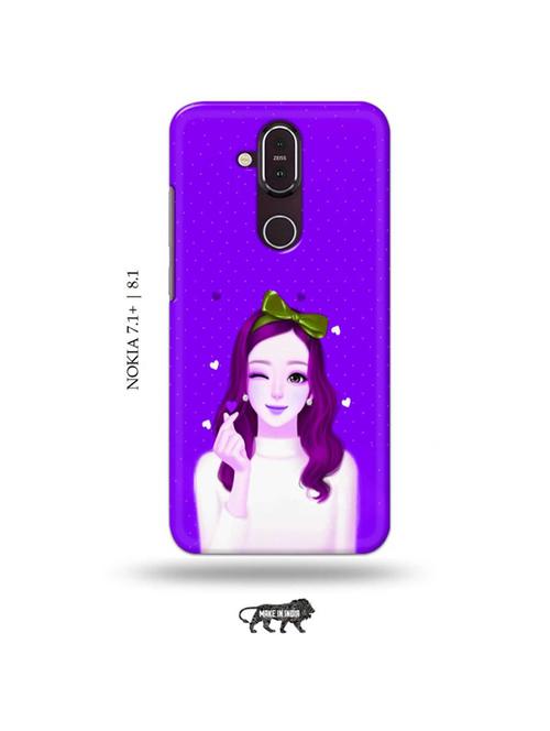 lovely girl purple back cover compatible with nokia 7.1 plus, nokia 8.1 - 19017914 - Very Small Image - 1