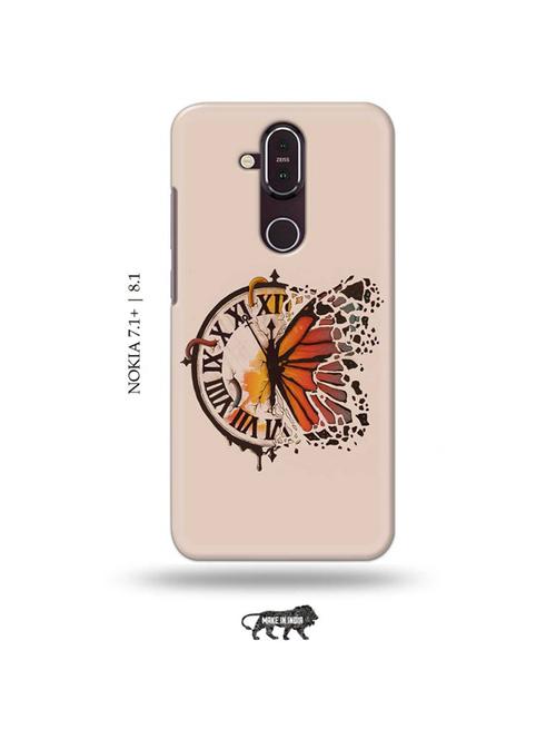 clock butterfly back cover compatible with nokia 7.1 plus, nokia 8.1 - 19017986 - Very Small Image - 1