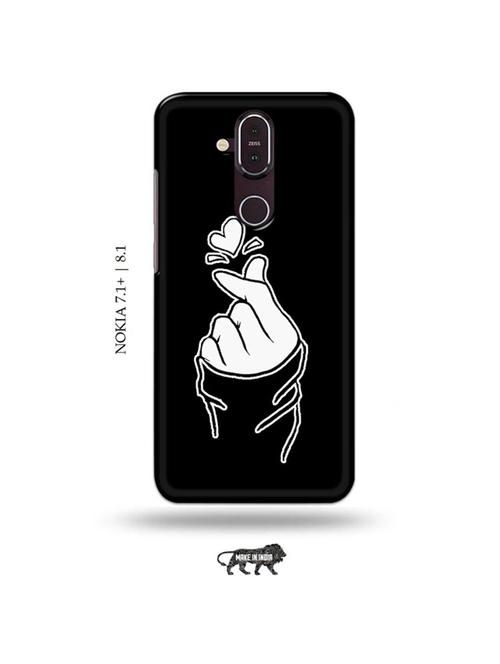 korean heart gesture black back cover compatible with nokia 7.1 plus, nokia 8.1 - 19018095 - Very Small Image - 1