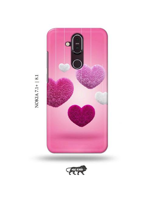 pink hearts back cover compatible with nokia 7.1 plus, nokia 8.1 - 19018243 - Very Small Image - 1