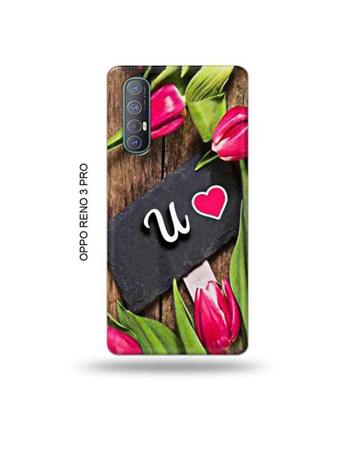tweakymod designer printed hard case | flower letter u back cover compatible with oppo reno 3 pro - 19019394 - Very Small Image - 1