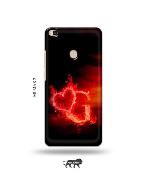 tweakymod designer printed hard case | fire heart letter g back cover compatible with mi max 2 - 19020446 - Very Small Image - 1