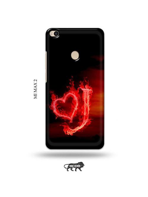 fire heart letter j back cover compatible with mi max 2 - 19020449 - Very Small Image - 1