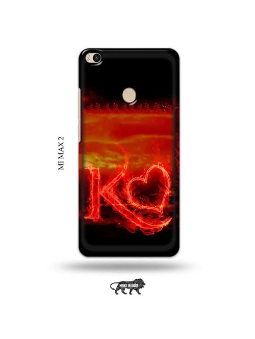 tweakymod designer printed hard case | fire heart letter k back cover compatible with mi max 2 - 19020450 - Very Small Image - 1