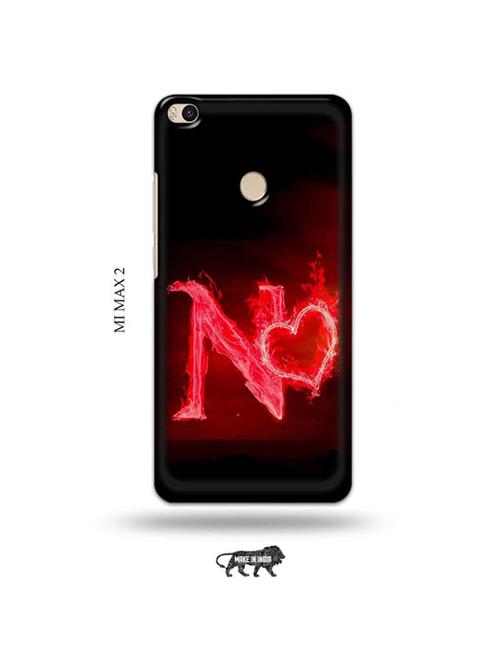 tweakymod designer printed hard case | fire heart letter n back cover compatible with mi max 2 - 19020453 - Very Small Image - 1