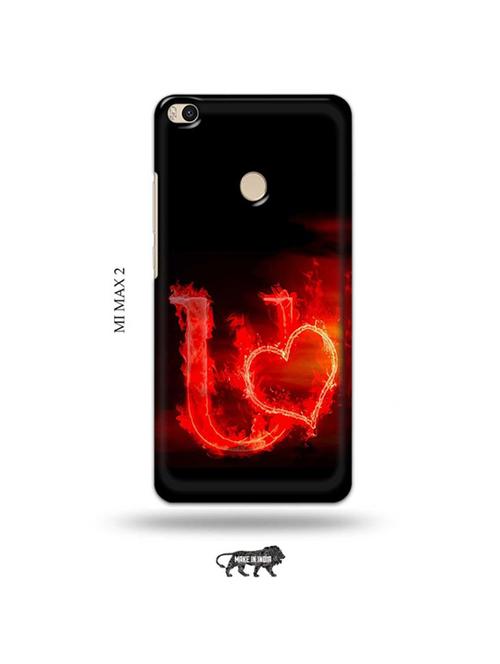 fire heart letter u back cover compatible with mi max 2 - 19020460 - Very Small Image - 1