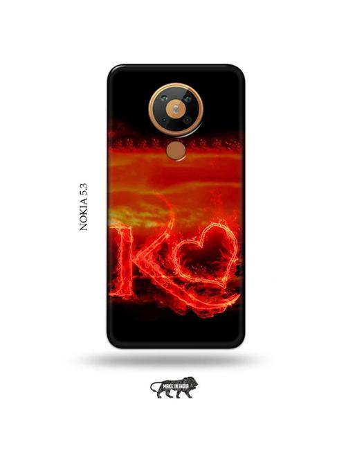 tweakymod designer printed hard case | fire heart letter k back cover compatible with nokia 5.3 - 19021051 - Very Small Image - 1