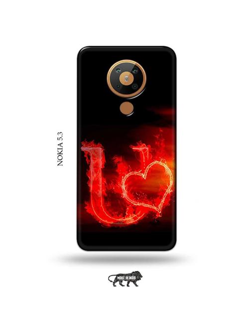 fire heart letter u back cover compatible with nokia 5.3 - 19021061 - Very Small Image - 1