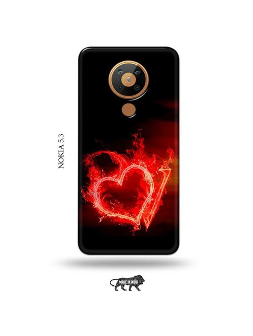 fire heart letter v back cover compatible with nokia 5.3 - 19021062 - Very Small Image - 1