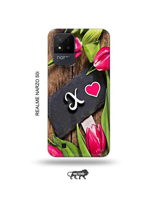 flower letter x back cover compatible with realme narzo 50i - 19021555 - Very Small Image - 1