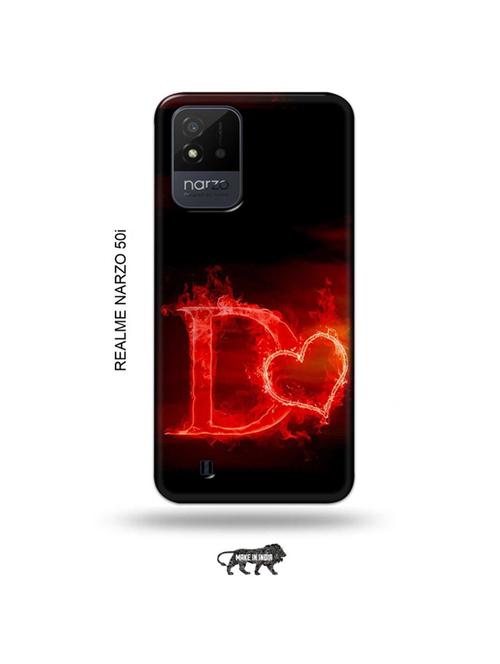fire heart letter d back cover compatible with realme narzo 50i - 19021563 - Very Small Image - 1