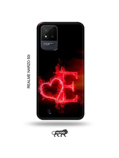 fire heart letter e back cover compatible with realme narzo 50i - 19021564 - Very Small Image - 1