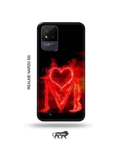 fire heart letter m back cover compatible with realme narzo 50i - 19021572 - Very Small Image - 1