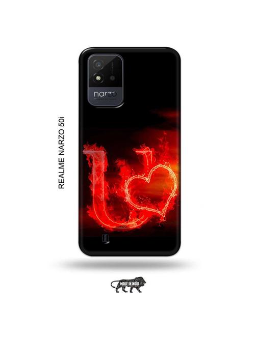 fire heart letter u back cover compatible with realme narzo 50i - 19021580 - Very Small Image - 1