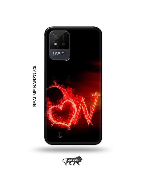 fire heart letter w back cover compatible with realme narzo 50i - 19021582 - Very Small Image - 1