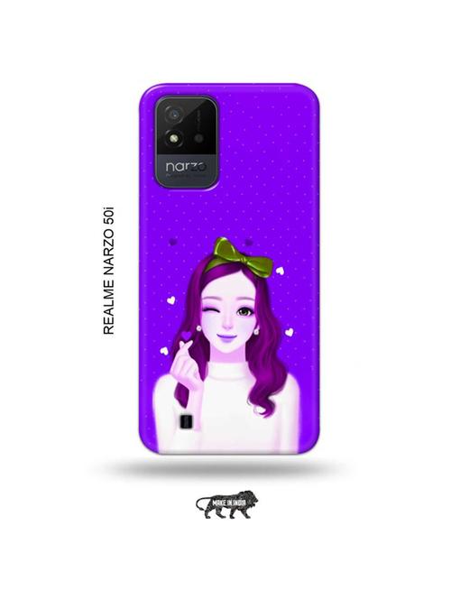 lovely girl purple back cover compatible with realme narzo 50i - 19021629 - Very Small Image - 1