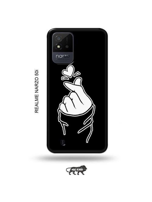 korean heart gesture black back cover compatible with realme narzo 50i - 19021810 - Very Small Image - 1