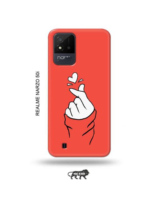 korean heart gesture pink back cover compatible with realme narzo 50i - 19021811 - Very Small Image - 1