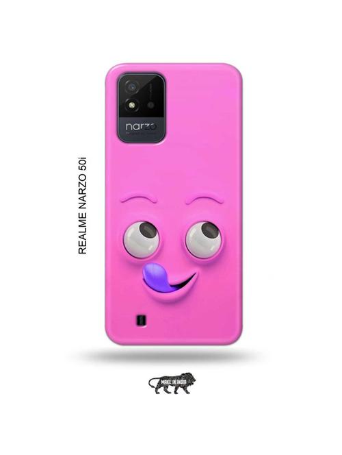yummy face pink back cover compatible with realme narzo 50i - 19021835 - Very Small Image - 1