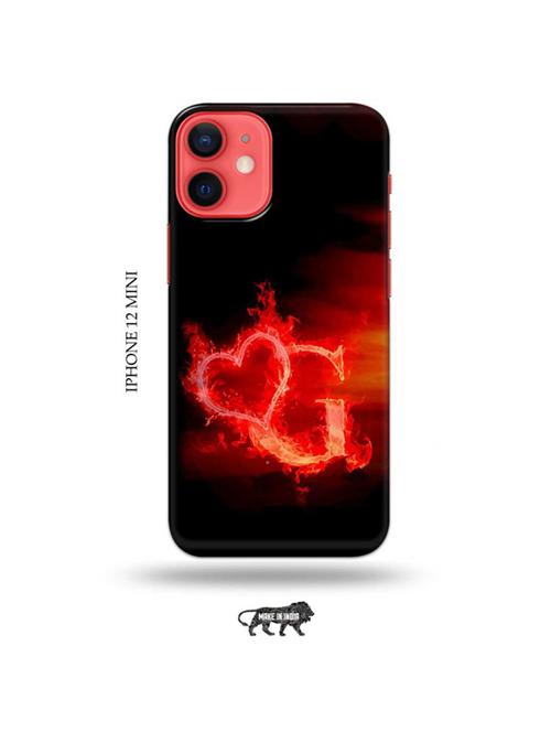 fire heart letter g back cover compatible with iphone 12 mini - 19023123 - Very Small Image - 1