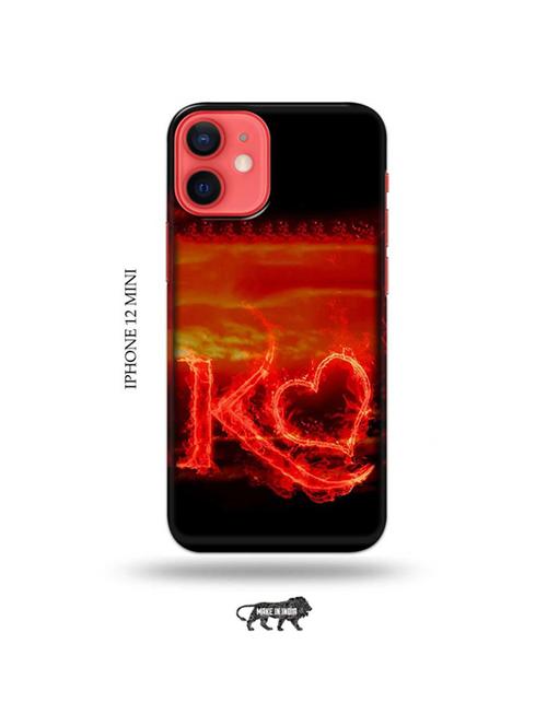 fire heart letter k back cover compatible with iphone 12 mini - 19023127 - Very Small Image - 1