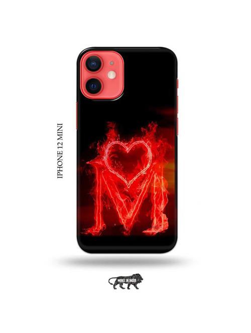 fire heart letter m back cover compatible with iphone 12 mini - 19023129 - Very Small Image - 1