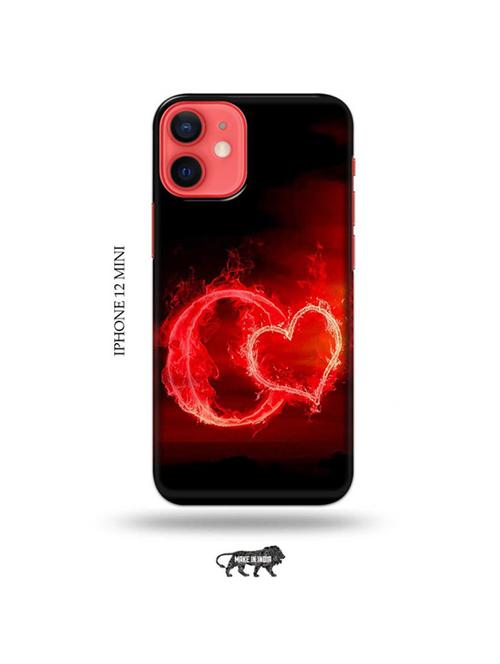 fire heart letter o back cover compatible with iphone 12 mini - 19023131 - Very Small Image - 1