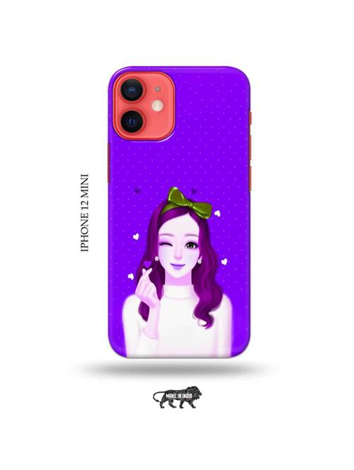 tweakymod designer printed hard case | lovely girl purple back cover compatible with iphone 12 mini - 19023186 - Very Small Image - 1