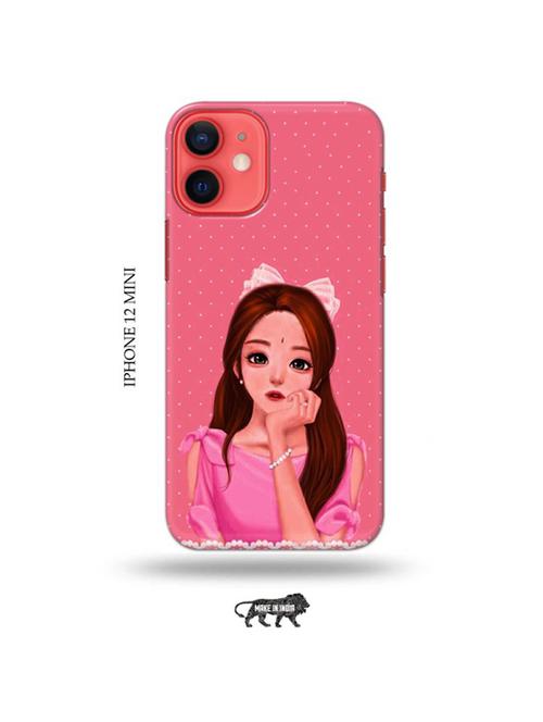 tweakymod designer printed hard case | pink girl back cover compatible with iphone 12 mini - 19023187 - Very Small Image - 1