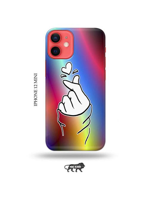 tweakymod designer printed hard case | korean heart gesture multicolour back cover compatible with iphone 12 mini - 19023366 - Very Small Image - 1