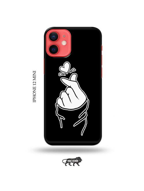 tweakymod designer printed hard case | korean heart gesture black back cover compatible with iphone 12 mini - 19023367 - Very Small Image - 1