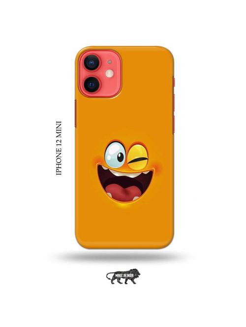 tweakymod designer printed hard case | funny face orange back cover compatible with iphone 12 mini - 19023400 - Very Small Image - 1